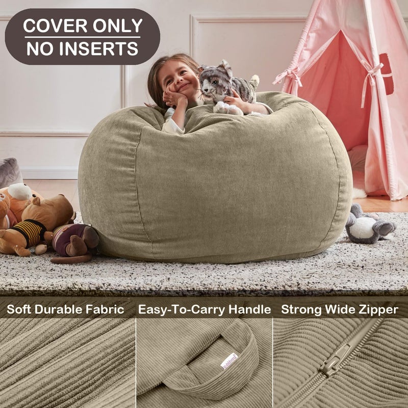 Nobildonna Bean Bag Chair Cover (No Filler) For Kids And Adults Beanbag Stuffed Animal Storage Without Filling Plush Toys Holder And Organizer Soft Premium Corduroy 200L - Image 3
