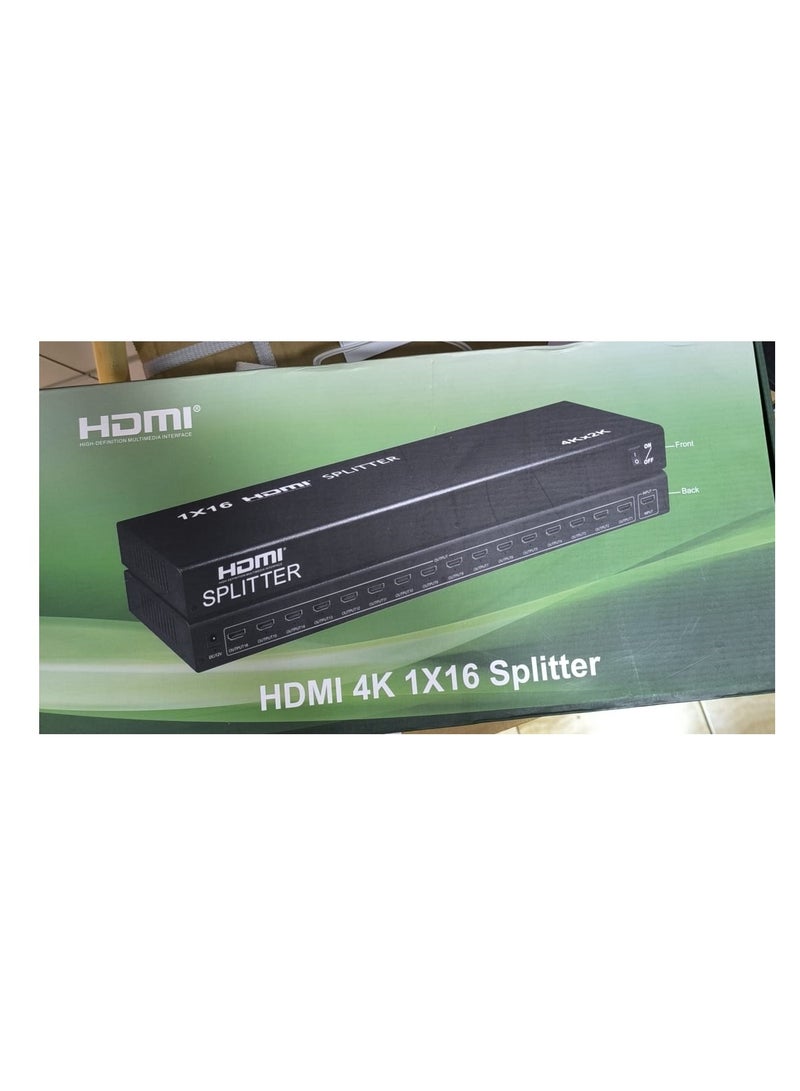 4K 1x 16 HDMI Splitter,1 in 16 Out, 16 Port Powered HDMI Splitter Multi Monitor - Image 1