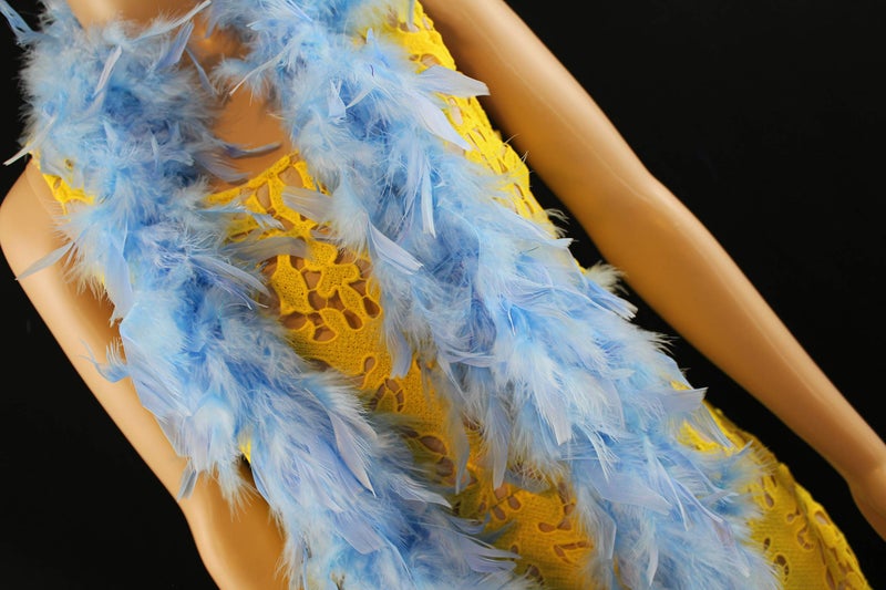 Flydreamfeathers 40 Gram 72" Long, Turkey Chandelle Feather Boa, Dancing Wedding Crafting Party Dress Up, Halloween Costume Decoration (Baby Blue) - Image 3