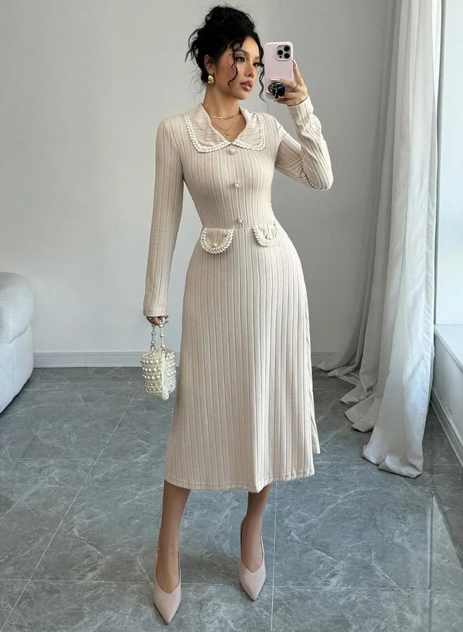 Take Two Women Button Flap Detail A-Line Midi Dress