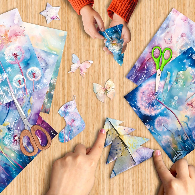 EAMOTOL 24 Sheets Scrapbook Paper Pad Cardstock, 6 x 6 Inch Colorful Dandelion Patterned Designed Decorative Decoupage for Card Making Folded Material Gift Wrapping Journals DIY Crafts Photo Album - Image 5