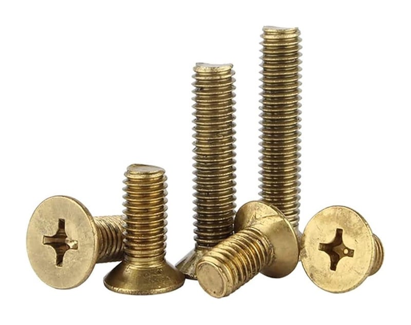 M10 Brass Countersunk Flat Head Machine Screws Phillips Cross Recessed Fasteners Bolts 35mm 2pcs - Image 1