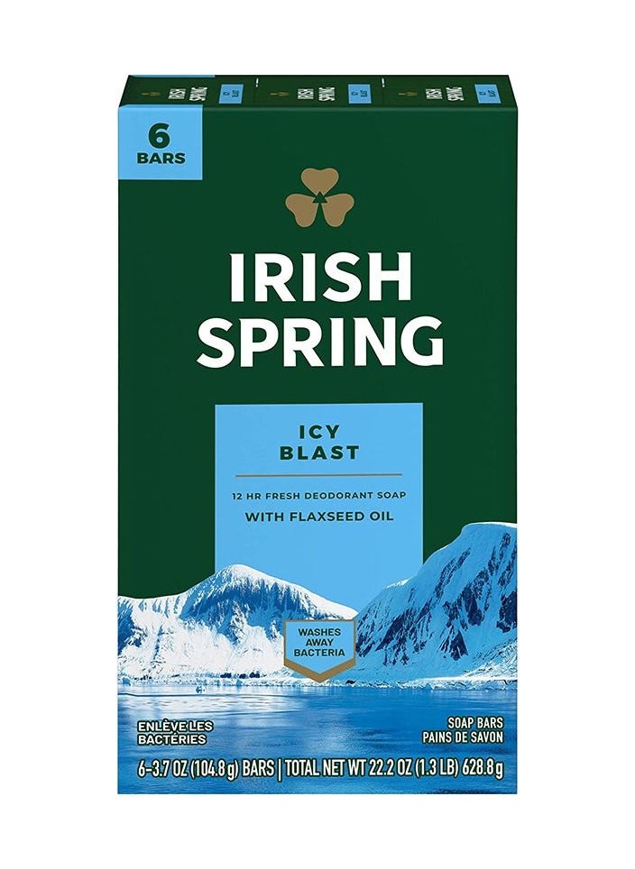 Irish Spring Irish Spring Icy Blast Deodorant Bar Soap for Men, 6 Pack  - Image 1