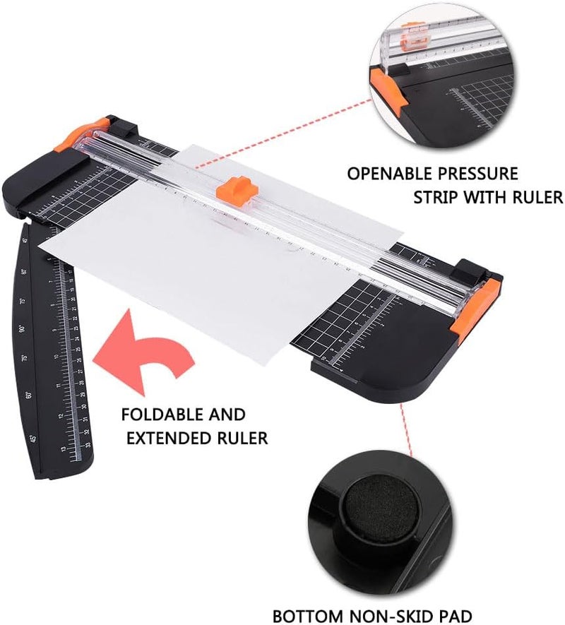 ORiTi A4 Paper Cutter 38Cm, Paper Cutting Board Guillotine With Automatic Security Safeguard And Side Ruler For Cutting Card Stock, Coupon, Label, Photo And Crafts Project Black - Image 5