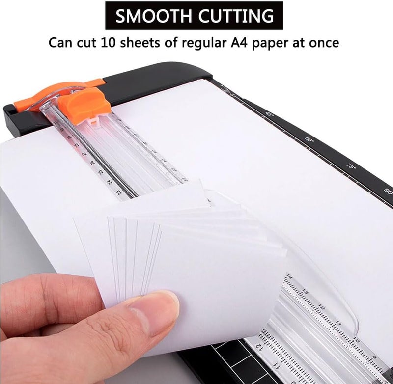 ORiTi A4 Paper Cutter 38Cm, Paper Cutting Board Guillotine With Automatic Security Safeguard And Side Ruler For Cutting Card Stock, Coupon, Label, Photo And Crafts Project Black - Image 4