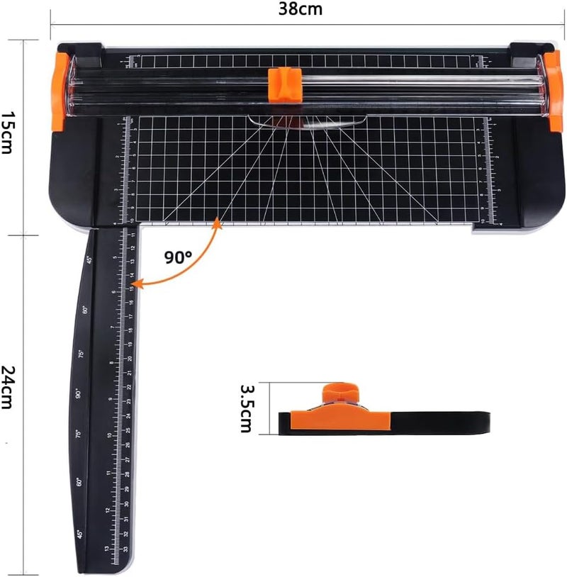 ORiTi A4 Paper Cutter 38Cm, Paper Cutting Board Guillotine With Automatic Security Safeguard And Side Ruler For Cutting Card Stock, Coupon, Label, Photo And Crafts Project Black - Image 2