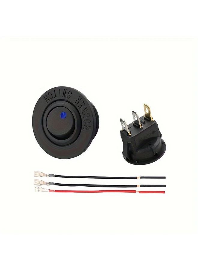 Blue 20mm Round LED Rocker Toggle Switch 12V 20A On Off with Protective Sheath - Image 1