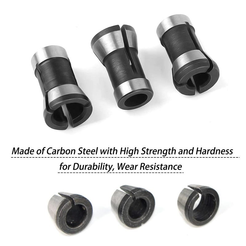 Saipe 6pcs High Precision Trimmer Collet Adapter 6mm 1/4" 8mm Router Bit Collet Chuck Clamping Adapter for Engraving Trimming Machine Electric Router Milling Cutter - Image 2