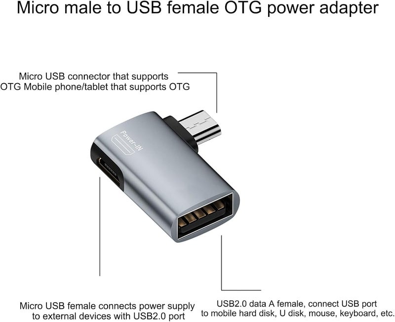 ETZIN Micro to USB Adapter OTG Cable Adapter for Fire TV Stick 4K Powered Micro USB to USB OTG Adapter for Android Phone Tablet and More Host Devices with Micro to USB Left (1206CC) - Image 4