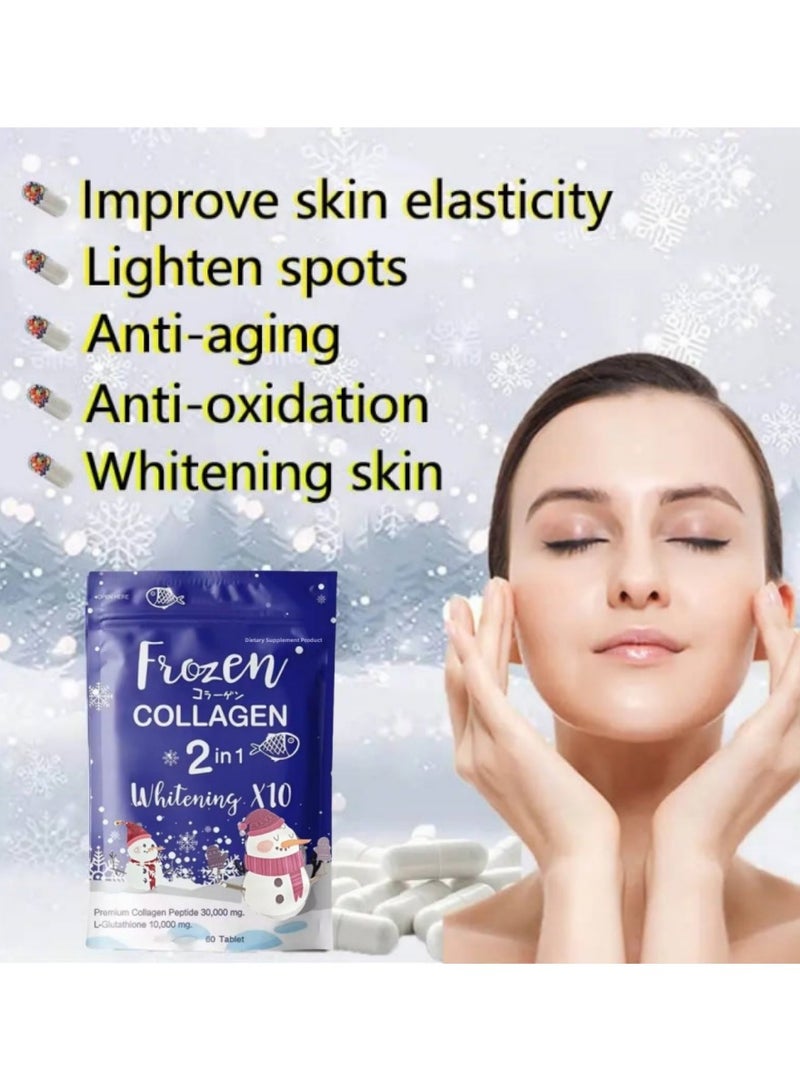 Frozen Collagen Frozen Collagen Gluta 2-in-1 Whitening with x10 Glutathione for Snow-White Skin: Brightens, Lightens, and Reduces Acne Scars, Dark Spots, Freckles, and Blemishes - Image 3