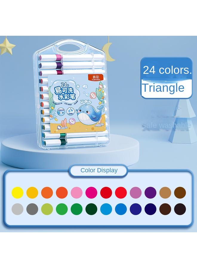 الأزرق جي دبليو يمكن غسل أقلام الألوان المائية الجديدة ذات الألوان الحقيقية للأطفال في الماء وليس الأيدي القذرة - Image 1