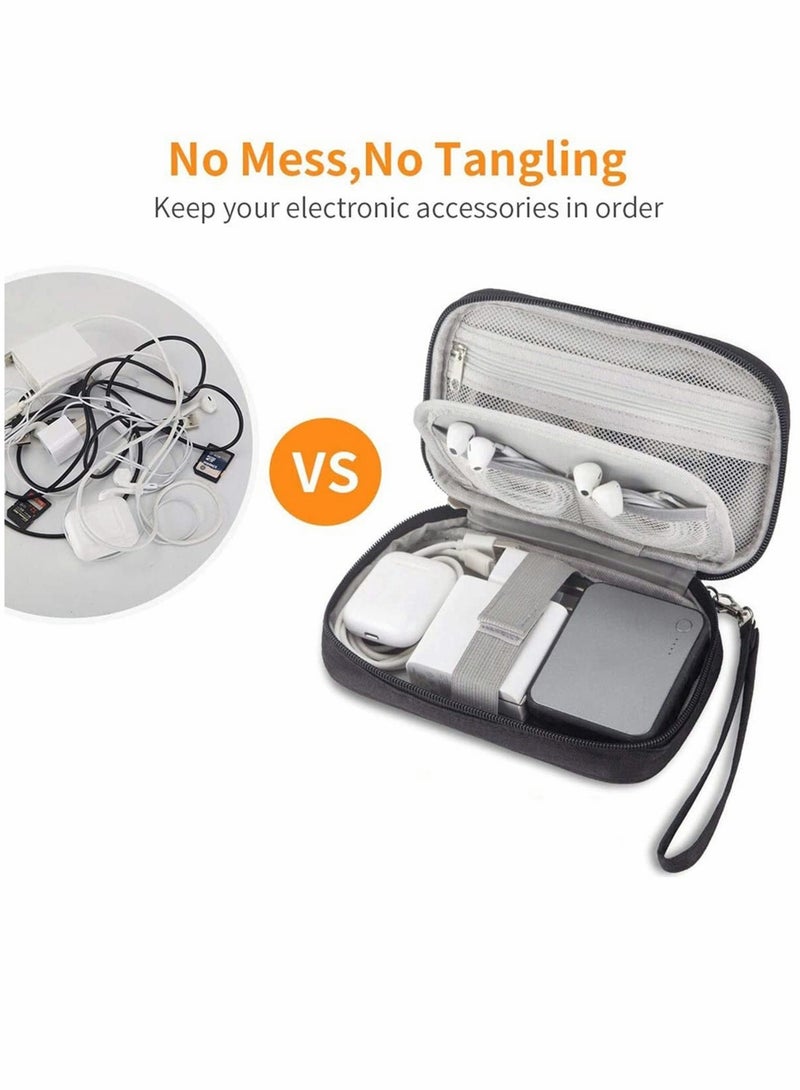 SYOSI Small Electronic Organizer Cable Bag Travel Portable 2 PCS Electronic Accessories Storage Bag Soft Carrying Case Pouch for Hard Drive Cord Charger Earphone USB SD Card - Image 2