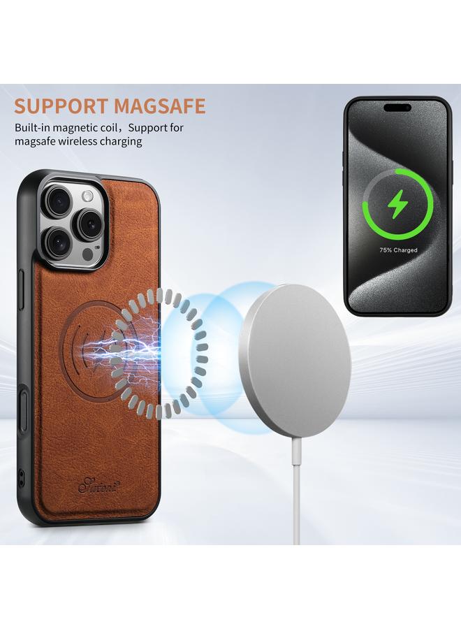 Suteni Case For iPhone 16 Pro Max H17 Litchi Texture Leather MagSafe Detachable Wallet Phone Case - Image 5