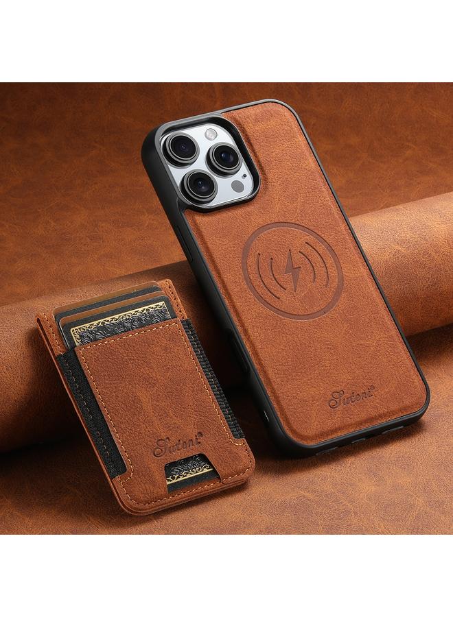 Suteni Case For iPhone 16 Pro Max H17 Litchi Texture Leather MagSafe Detachable Wallet Phone Case - Image 2