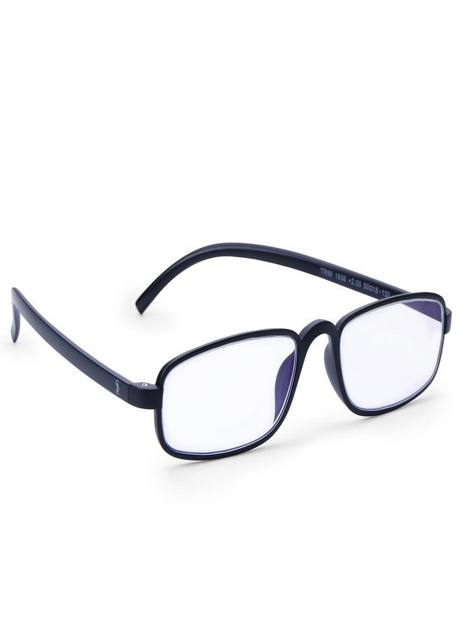 AEC CEO 1 Unisex Reading Glasses +1.75 Power Full Rim Lightweight Plastic Frame with BlueRazr UV Protection Lenses – Sober & Functional Design with Soft Sleeve Case for Men and Women (Black) - Image 3