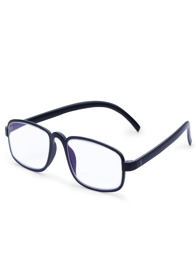 AEC CEO 1 Unisex Reading Glasses +1.75 Power Full Rim Lightweight Plastic Frame with BlueRazr UV Protection Lenses – Sober & Functional Design with Soft Sleeve Case for Men and Women (Black) - Image 1