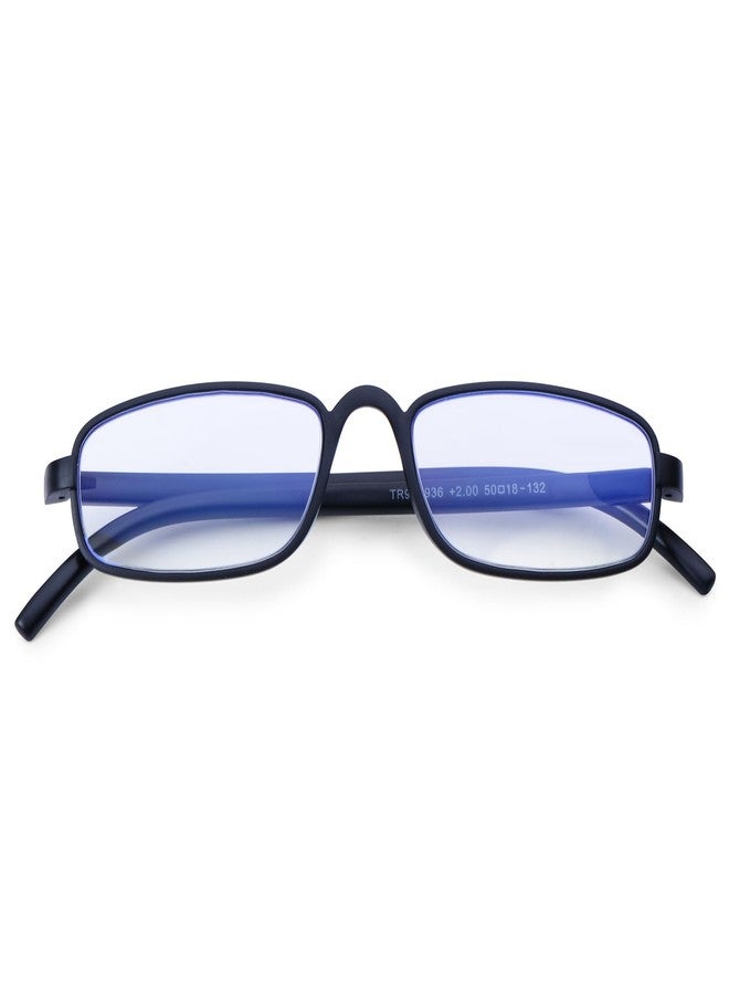 AEC CEO 1 Unisex Reading Glasses +1.75 Power Full Rim Lightweight Plastic Frame with BlueRazr UV Protection Lenses – Sober & Functional Design with Soft Sleeve Case for Men and Women (Black) - Image 4