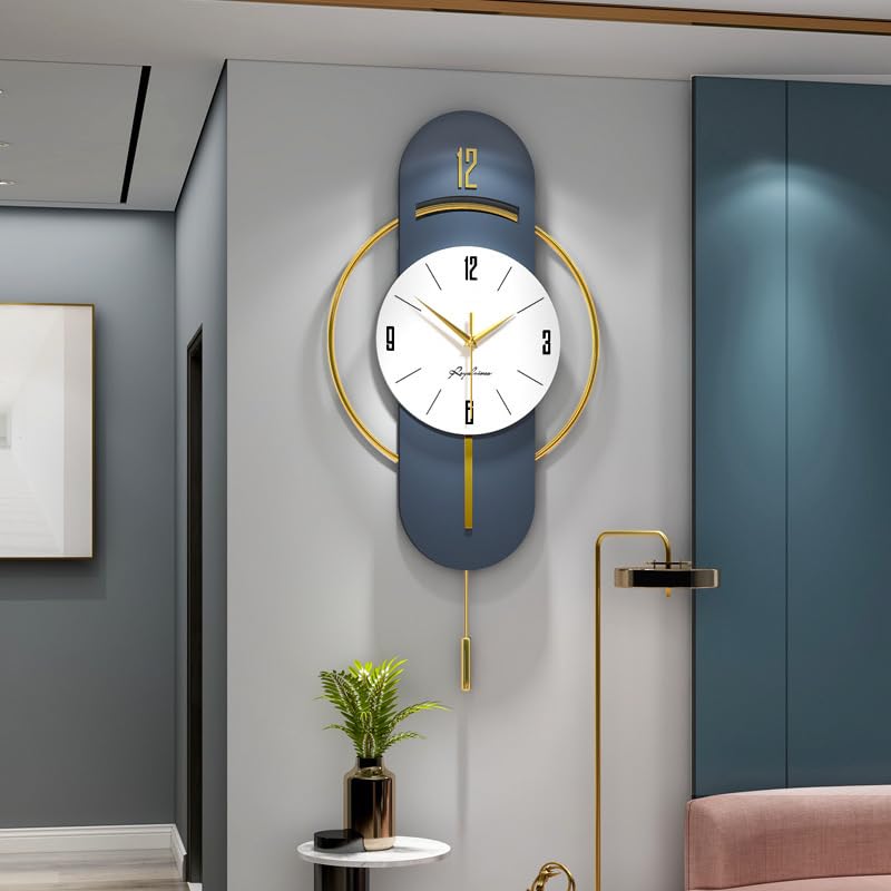 HARIRUP Home Decoration European Wall Clock Crystal Luxury Living Room Creative Personality Art, Metal,Analog Wall Clock (Pandulum Wall Clock) - Image 4