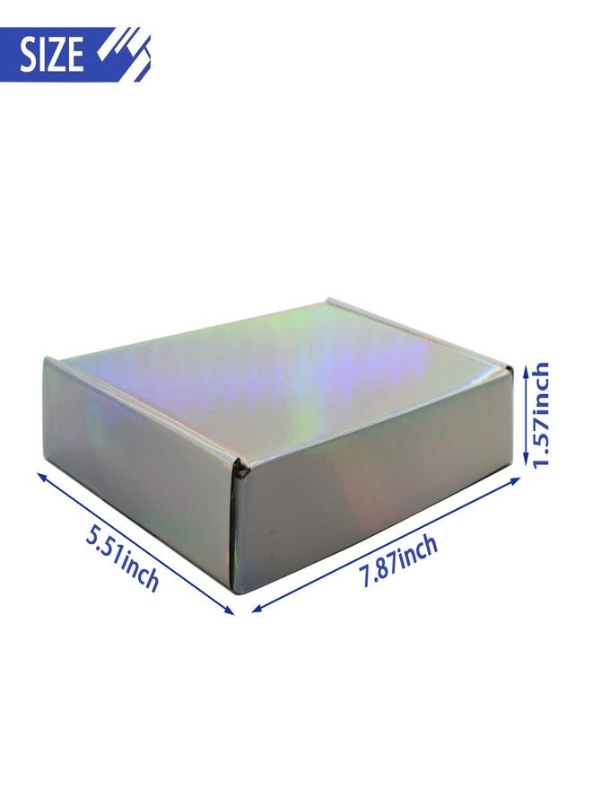 HAISENGO 10 Pcs Shipping Boxes for Small Business 7.9 * 5.5 * 1.6 Inches Iridescent Paper Gift Boxes with Lids Corrugated Cardboard Mailer Boxes for Shipping, Packaging, Storage - Image 2