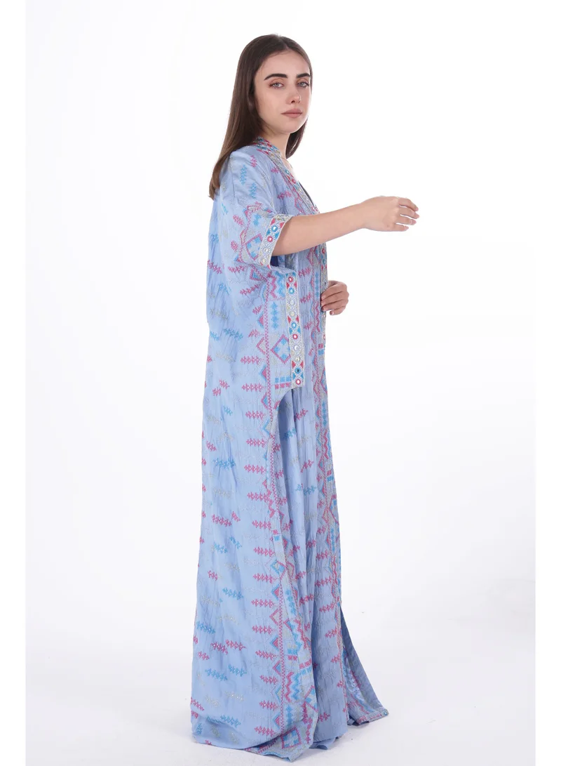 AL BENT AL SHARQIEH embroidered linen kaftan dress