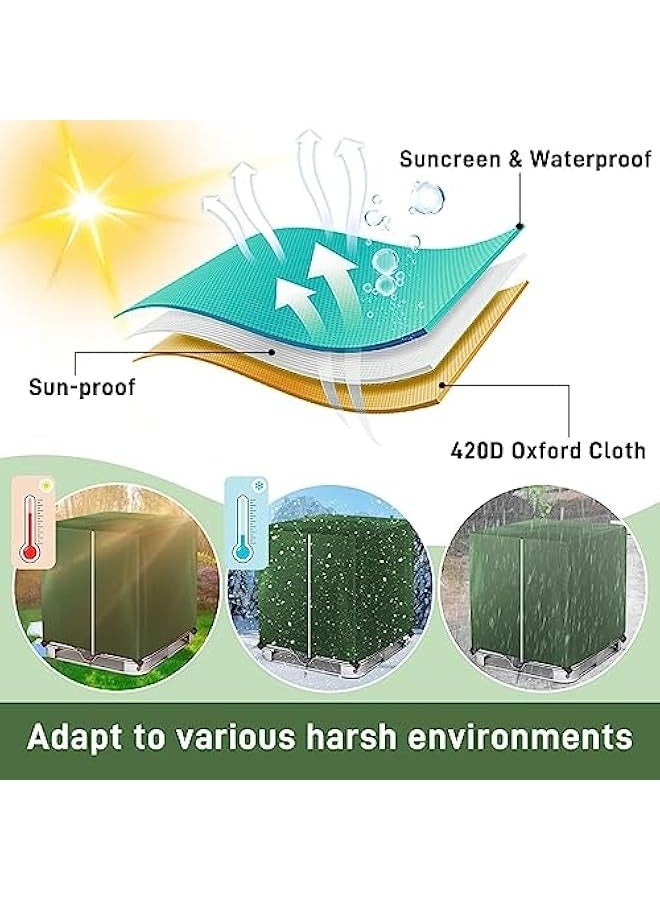 Generic IBC Tote Cover Green 330 Gallon 210D with Zipper for 1000L Outdoor Rain Barrel Water Tank  - Image 5