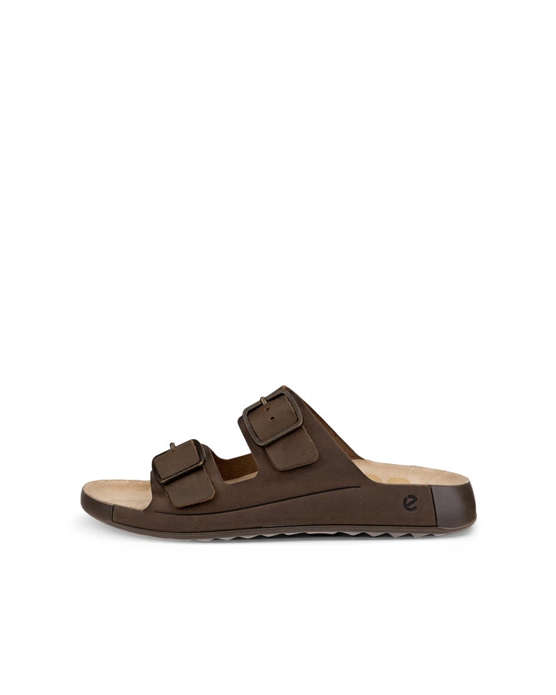 ECCO Men's Cozmo Two Band Buckle Slide Sandal, Nutmeg Brown Nubuck, 10-10.5 - Image 2