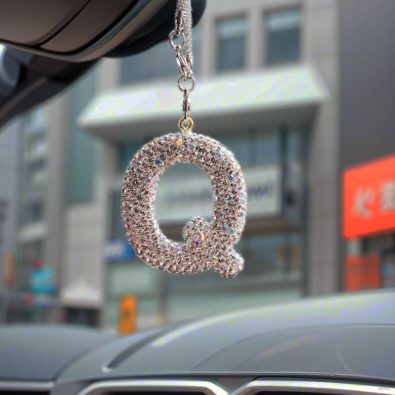 Letter Bow Clay Car Interior Accessories Pendant Ladies Rhinestone Car Rearview Mirror Pendant Pendant - Image 5