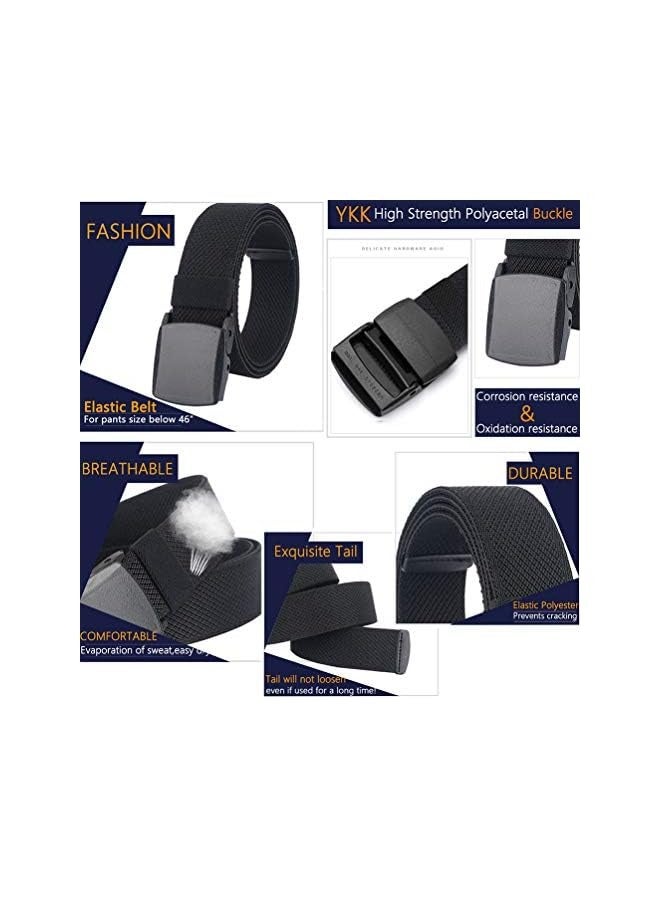 بروماس أحزمة مرنة للرجال، قماش مطاطي بدون إبزيم بلاستيكي معدني للعمل والسفر وحواف رياضية لتناسب الخصر من 27 إلى 46 بوصة - Image 4
