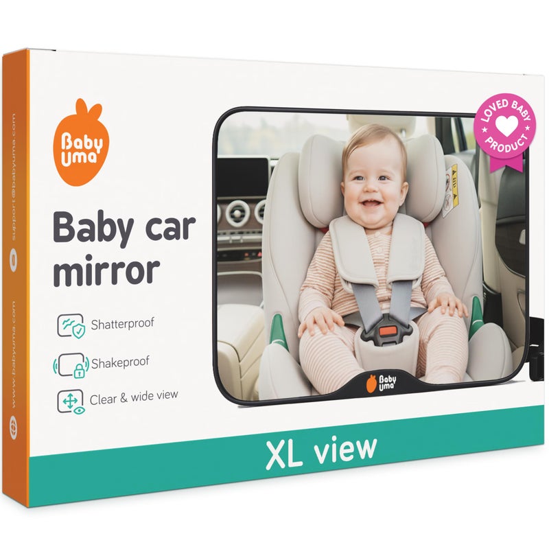 Baby Uma Baby Car Mirror â€“ Shatterproof Backseat Accessory for Rear Facing Infant, Clear Wide View Design for Safe Travel Monitoring - Image 1
