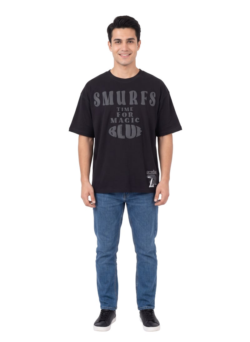 The Smurfs Gargamel Men’s Drop Shoulder T-Shirt | Character Back Print Graphic Casual Crew Neck Cotton Tee - Image 3