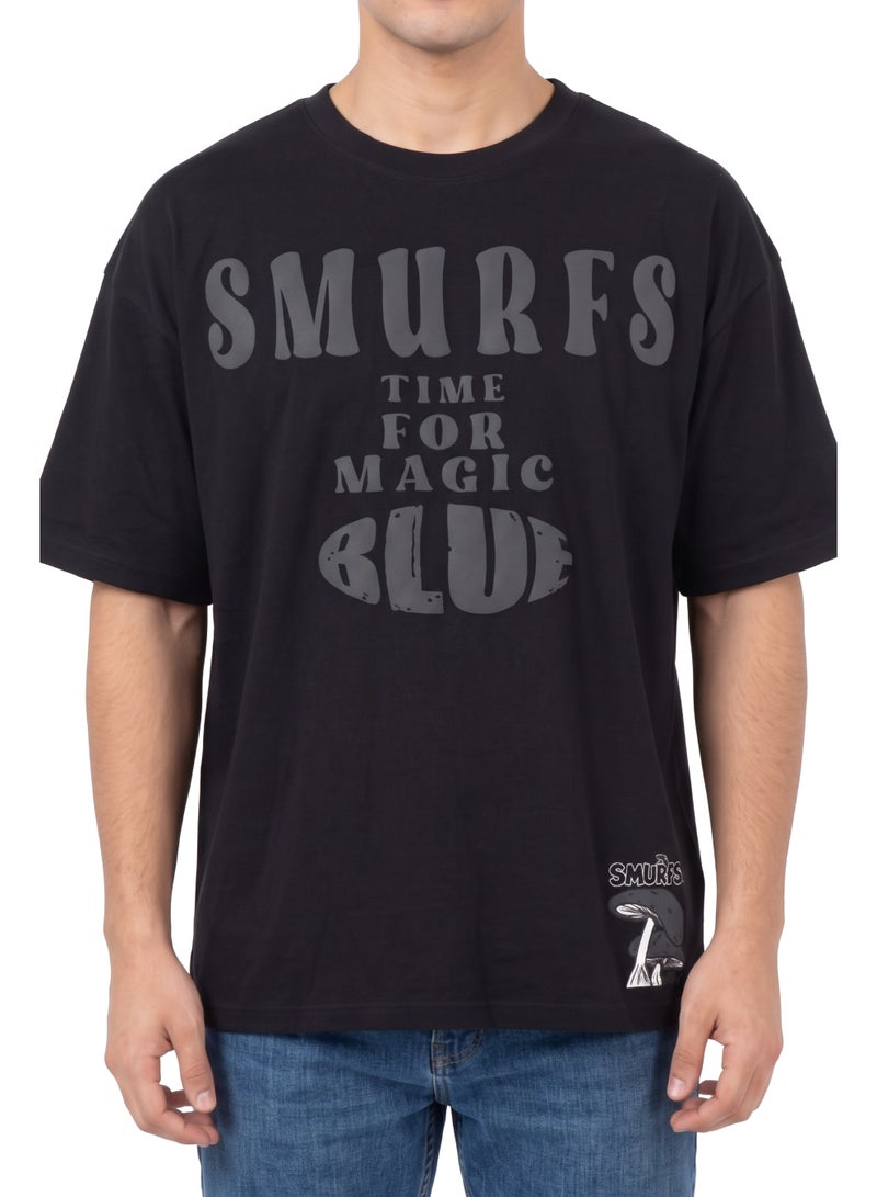 The Smurfs Gargamel Men’s Drop Shoulder T-Shirt | Character Back Print Graphic Casual Crew Neck Cotton Tee - Image 4