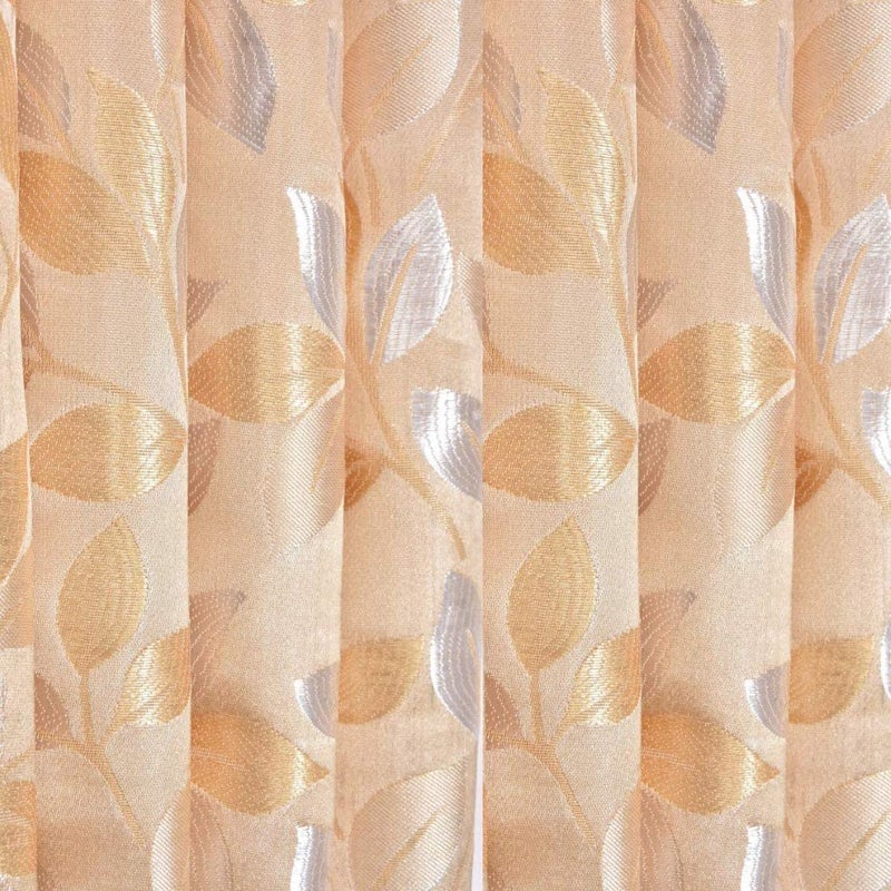 Purav Light Jacquard Curtains for Door 4 x 8 Feet 3 Pcs Mix Combo Curtains Polyester Jacquard Candy Eyelet RoomDarkening Curtain for Kids Room Decoration Office Home Kitchen GoldCream - Image 2