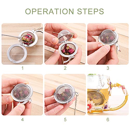 Mockery 6Pcs Tea Strainer Infuser Ball, Stainless Steel Mesh Tea Ball for Natural Tea & Seasoning Spices - Image 5
