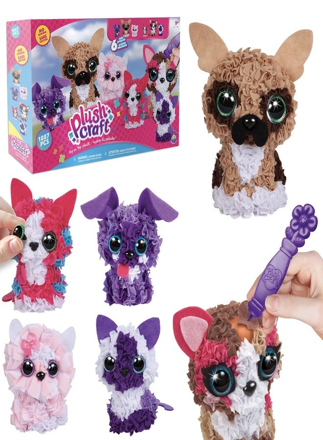 The Orb Factory ORB PlushCraft DIY 3D Dog and Cat Gift Set 6 Pack Craft Kit - Mess Free Punch Fabric System, No Sewing Required - Includes 2 Standard Size 3D Pets and 4 Mini Pets - Fun Craft Projects for Boys, Girls - Image 1