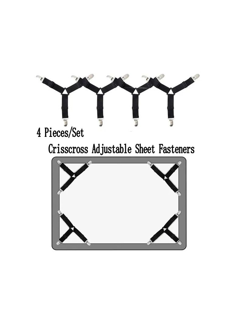 4-Pieces/Set Triangle Bed Mattress Sheet Clips Grippers Straps,Suspender Fastener Holder for Bedding Supplies - Image 1