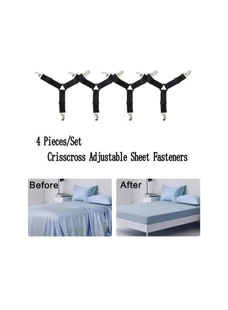 4-Pieces/Set Triangle Bed Mattress Sheet Clips Grippers Straps,Suspender Fastener Holder for Bedding Supplies - Image 2