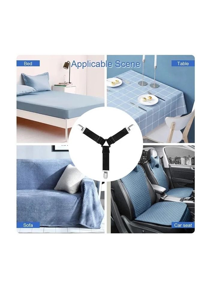 4-Pieces/Set Triangle Bed Mattress Sheet Clips Grippers Straps,Suspender Fastener Holder for Bedding Supplies - Image 3