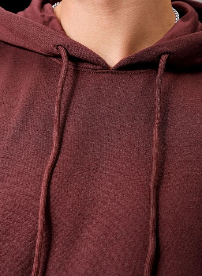 The Indian Garage Co Men Regular Fit Solid Overhead Hooded Sweatshirt