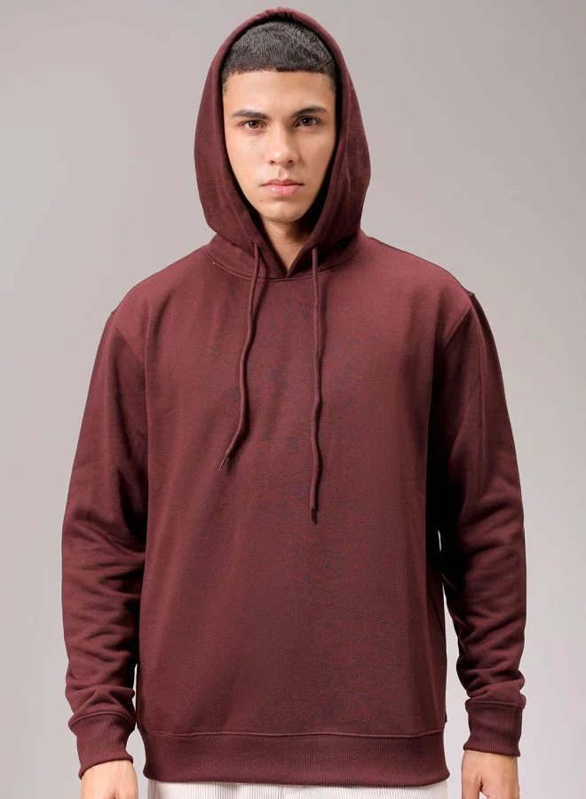 The Indian Garage Co Men Regular Fit Solid Overhead Hooded Sweatshirt