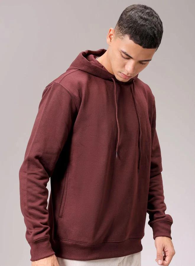 The Indian Garage Co Men Regular Fit Solid Overhead Hooded Sweatshirt