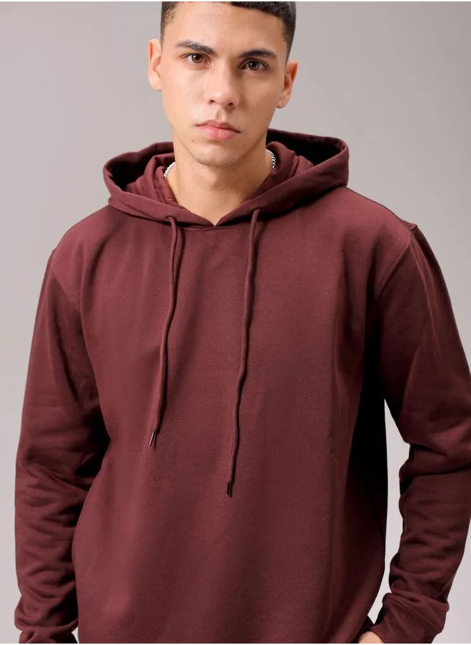 The Indian Garage Co Men Regular Fit Solid Overhead Hooded Sweatshirt