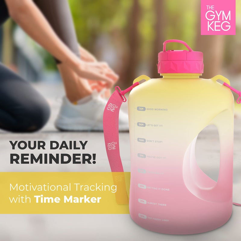 THE GYM KEG Half Gallon Water Bottle (74oz) | Gym Bottle with Straw Lid, Carry Strap Motivational Time Markings | Sport Water Bottles with Times to Drink, Large Reusable Bottle, Leakproof & BPA-free - Image 5