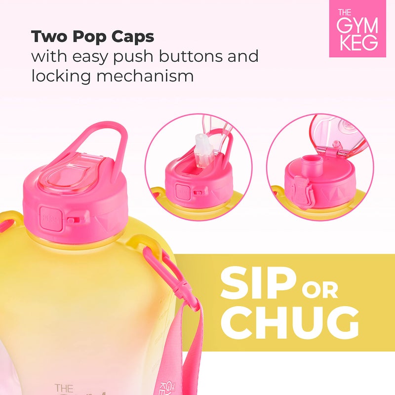 THE GYM KEG Half Gallon Water Bottle (74oz) | Gym Bottle with Straw Lid, Carry Strap Motivational Time Markings | Sport Water Bottles with Times to Drink, Large Reusable Bottle, Leakproof & BPA-free - Image 3