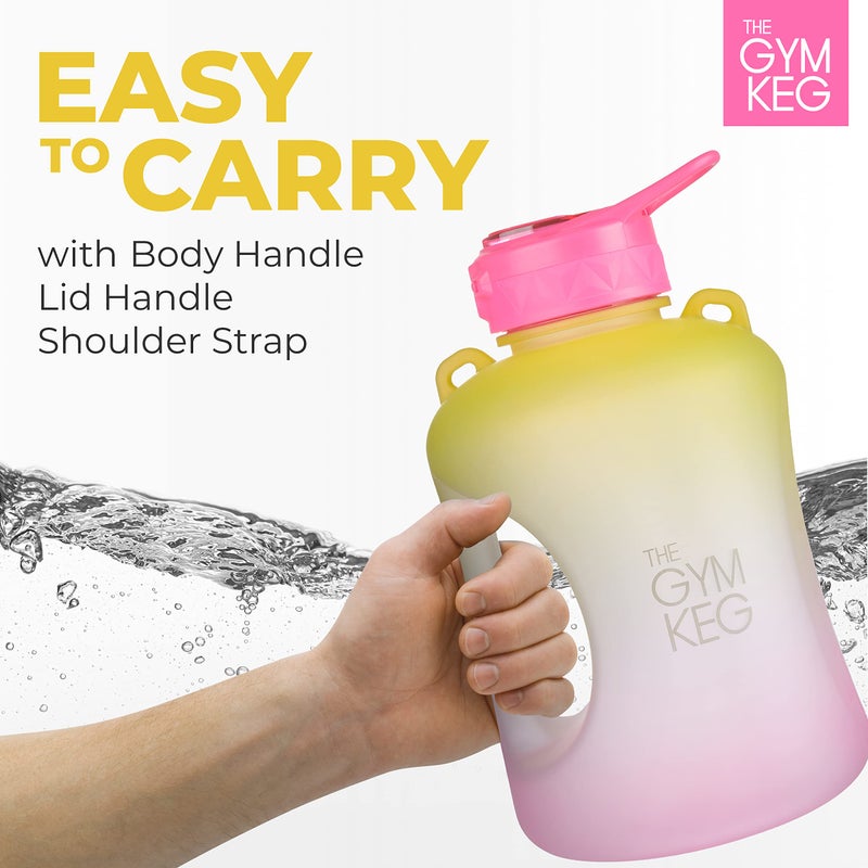 THE GYM KEG Half Gallon Water Bottle (74oz) | Gym Bottle with Straw Lid, Carry Strap Motivational Time Markings | Sport Water Bottles with Times to Drink, Large Reusable Bottle, Leakproof & BPA-free - Image 4