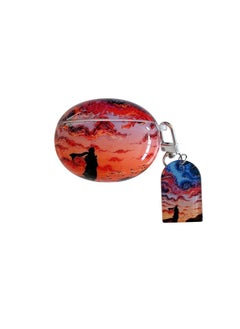 For HuaweiFreebuds5 Wireless Bluetooth Headset Cartoon Creative Freeclip/6i Soft Case Pendant-Color:Silicone Soft Shell + Pendant-Van Gogh Sunset-Model:Universal For HuaweiFreebuds Pro3/pro4 (protective Case)