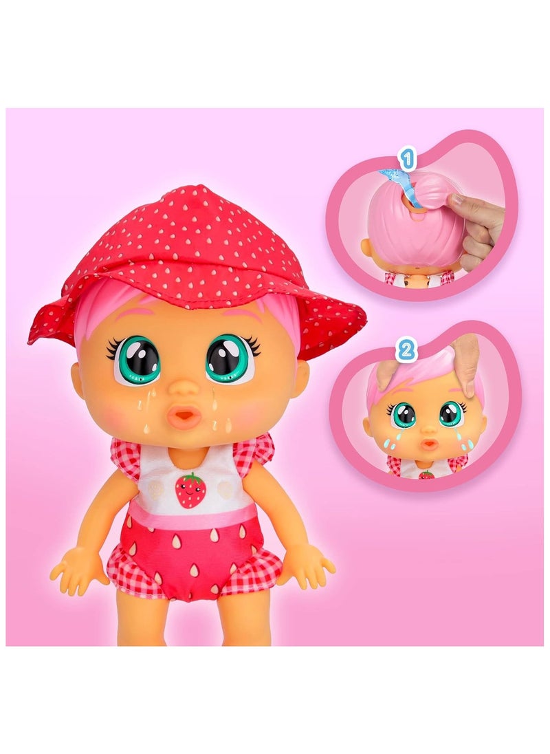CRY BABIES - Cry Babies Fun n Sun Ella 10 Baby Doll with a Strawberry Themed Swimsuit Plus 6 Accessories - Image 1