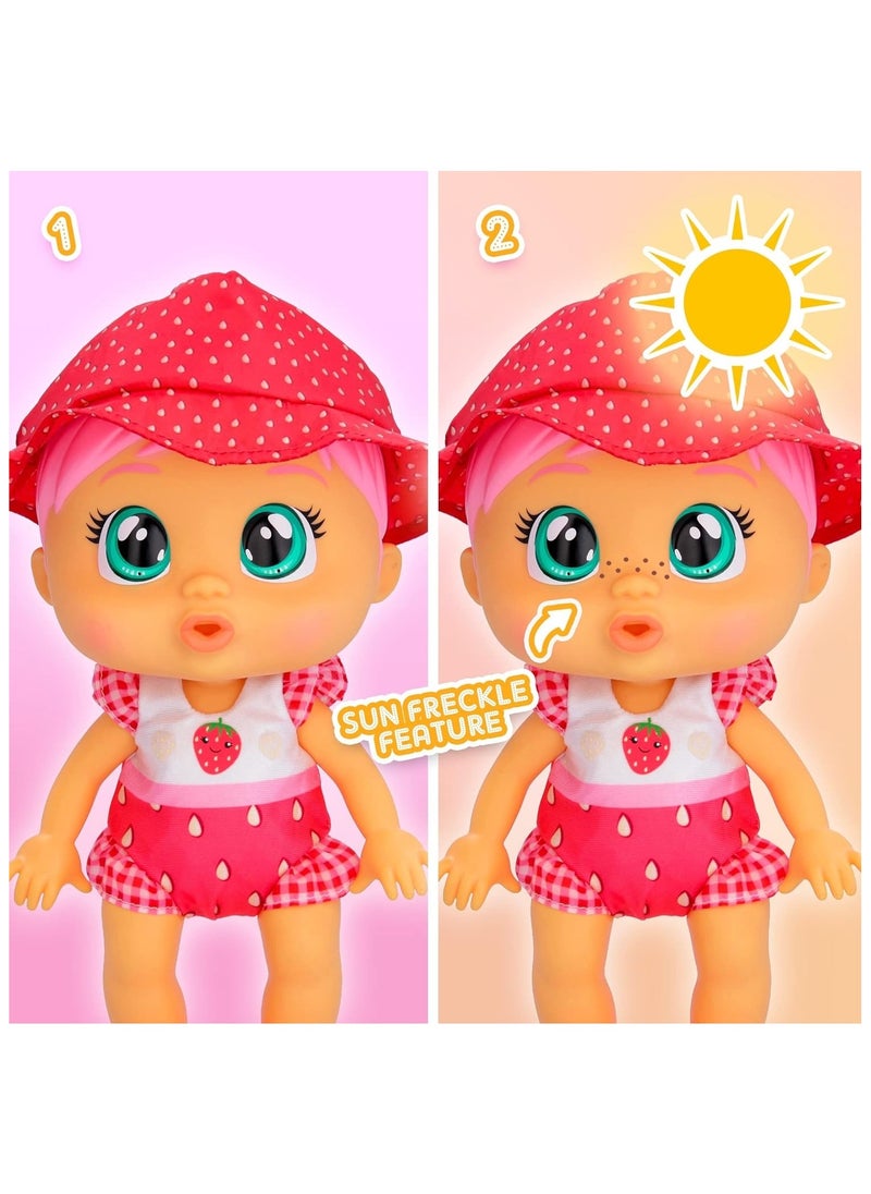 CRY BABIES - Cry Babies Fun n Sun Ella 10 Baby Doll with a Strawberry Themed Swimsuit Plus 6 Accessories - Image 1