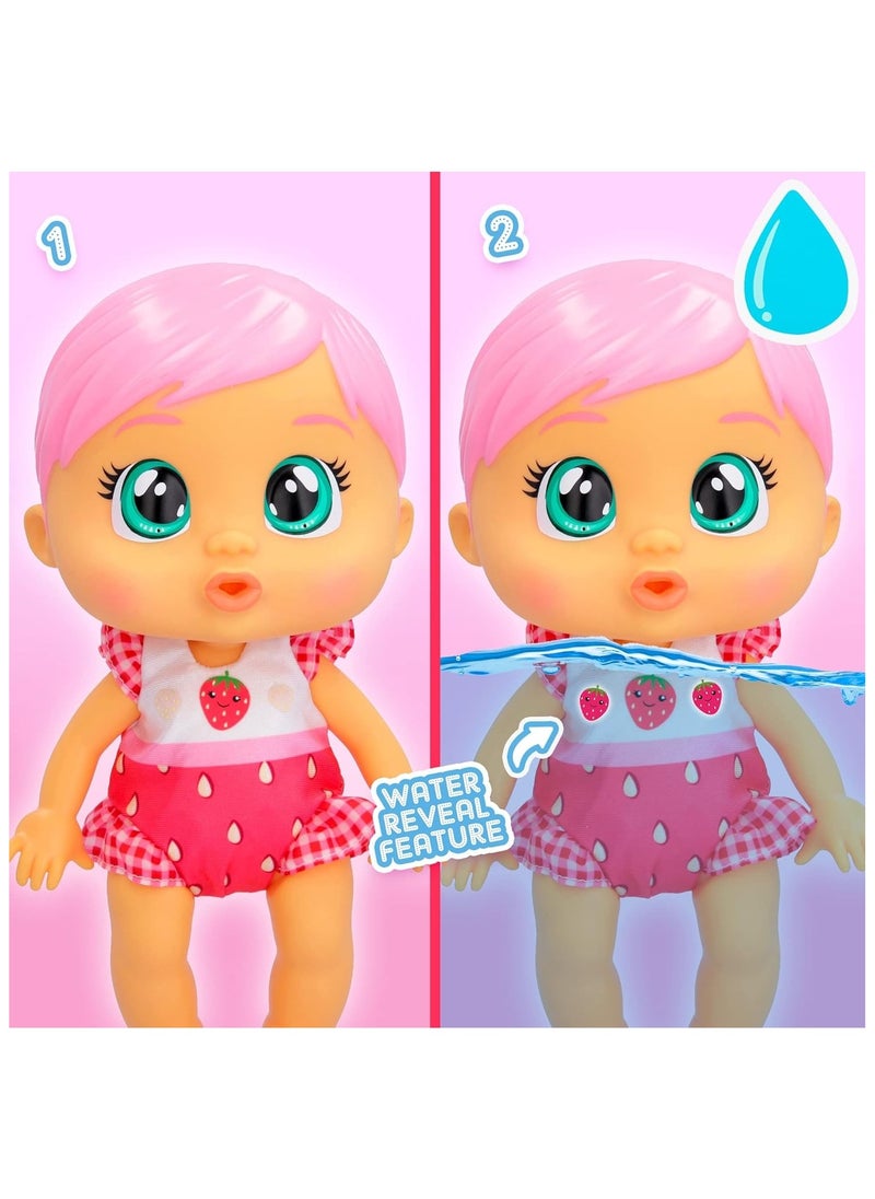 CRY BABIES - Cry Babies Fun n Sun Ella 10 Baby Doll with a Strawberry Themed Swimsuit Plus 6 Accessories - Image 1