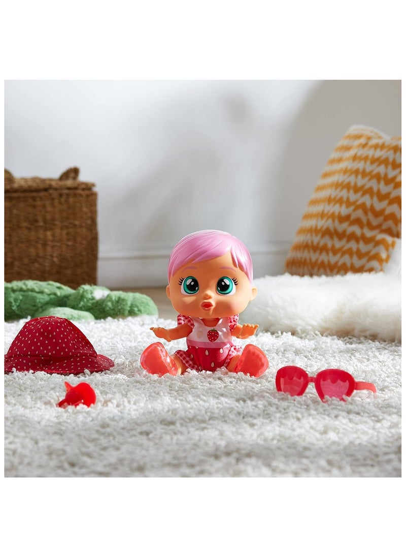 CRY BABIES - Cry Babies Fun n Sun Ella 10 Baby Doll with a Strawberry Themed Swimsuit Plus 6 Accessories - Image 1