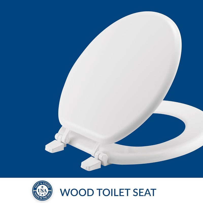 Bemis 400TTA Economy Durable Wood Toilet Seat, Made in USA, Round, White - Image 2